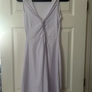 White Ruched Midi Sundress V-neck